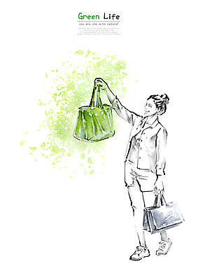 전신 PSD 여자 일러스트 캘리그라피 붓터치 한명 미소 들기 사람 성인 초록색 쇼핑백 자연보호 환경 그린캠페인 에코 친환경 번짐 에코백 성인여자한명만 그린슈머 국내일러스트 1 캠페인 컬러 가방 모션 자연 표정 보호 여자한명만 성인여자만 파일형식 효과
