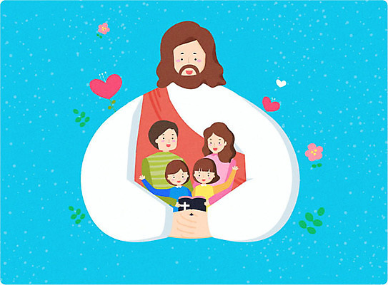 PSD 응시 여자 남자 꽃 행복 기독교 어린이 잎 일러스트 가정 가족 안기 사랑 미소 사람 여러명 상반신 성인 파란색 손들기 성경 화목 하트 예수 국내일러스트 모양 식물 시선 감정 종교 컬러 다수 컨셉 종교용품 관계 모션 표정 신_종교 파일형식