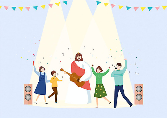 전신 PSD 여자 남자 행복 기독교 어린이 연주 음표 일러스트 가정 가족 사랑 사람 여러명 성인 스피커 화목 기타 춤 예수 마이크 즐거움 가랜드 국내일러스트 기호 감정 종교 음악 음향기기 다수 컨셉 관계 현악기 문화예술 신_종교 파티용품 파일형식