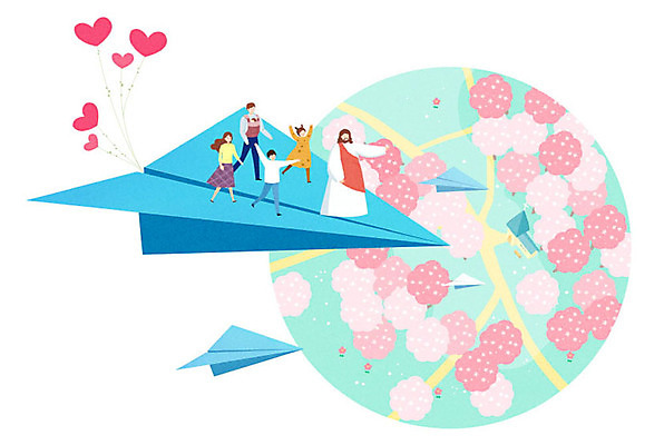 전신 PSD 여자 남자 행복 기독교 길 어린이 분홍색 일러스트 가정 가족 꽃나무 사랑 사람 여러명 성인 파란색 교회 화목 벚꽃 비행 예수 벚나무 종이비행기 즐거움 하트풍선 국내일러스트 나무 꽃 감정 종교 컬러 다수 컨셉 관계 종교건축 건물 하트 신_종교 종이접기 풍선 파일형식