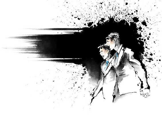 PSD 남자 일러스트 캘리그라피 응원 붓터치 흑백 사람 정장 상반신 성인 두명 파이팅 검은색 외침 기쁨 직장인 비즈니스맨 번짐 열정 성인남자만 국내일러스트 직업 옷 감정 컬러 비즈니스 모션 촬영기법 소리 남자만 성인만 파일형식 효과