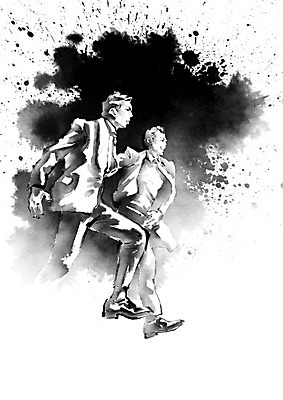 전신 PSD 남자 일러스트 캘리그라피 응원 붓터치 흑백 사람 정장 성인 두명 달리기 파이팅 직장인 비즈니스맨 번짐 열정 전진 성인남자만 국내일러스트 직업 옷 감정 비즈니스 모션 촬영기법 남자만 성인만 파일형식 효과