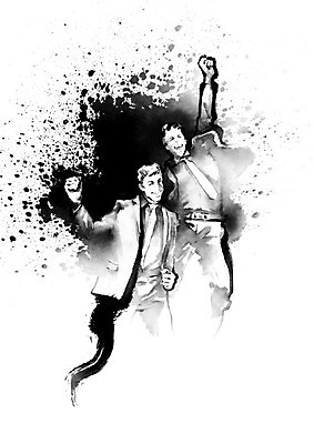 PSD 남자 일러스트 캘리그라피 응원 붓터치 흑백 사람 정장 상반신 성인 두명 점프 파이팅 외침 주먹 직장인 비즈니스맨 자신감 번짐 열정 성인남자만 국내일러스트 직업 옷 감정 비즈니스 모션 촬영기법 소리 남자만 성인만 파일형식 효과