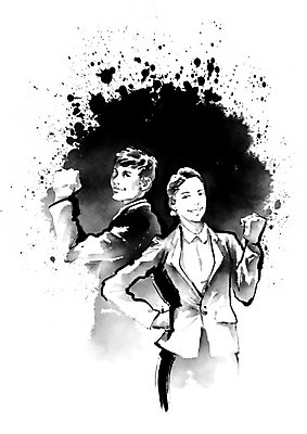 PSD 여자 남자 일러스트 캘리그라피 응원 붓터치 흑백 미소 사람 정장 상반신 성인 두명 파이팅 직장인 비즈니스맨 비즈니스우먼 자신감 번짐 열정 오피스룩 성인만 국내일러스트 직업 옷 감정 비즈니스 모션 촬영기법 표정 파일형식 효과