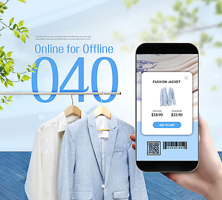 PSD 편집이미지 옷 셔츠 모바일 한손 신체부위 파란색 스마트폰 쇼핑 나뭇가지 옷걸이 가격 바코드 모바일쇼핑 온라인 유통 QR코드 합리적소비 카피스페이스 오프라인 O4O 스토어 이미지편집 나무 손 컬러 상의 사람 핸드폰 스마트기기 공백 소비 온라인쇼핑 파일형식 4차산업