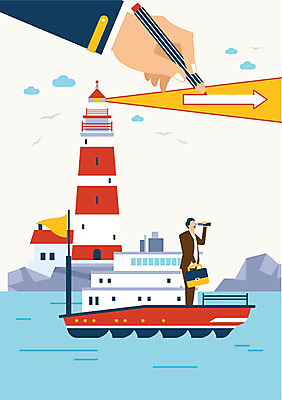 손 응시 남자 화살표 바다 서류가방 일러스트 비즈니스 등대 항해 한명 사람 상반신 성인 신체부위 빛 펜 망원경 비즈니스맨 그리기 방향 선박 정확 국내일러스트 AI파일 1 시선 컨셉 수상교통 배_교통 가방 모션 필기구 직장인 파일형식 벡터