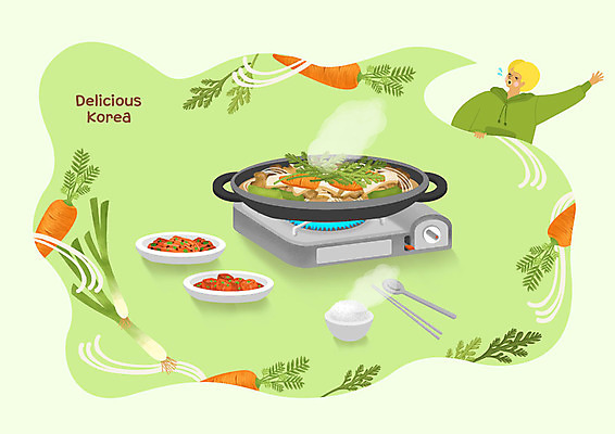 PSD 외국인 남자 행복 한식 흑인 일러스트 밥 한국 수저 한명 사람 상반신 성인 초록색 관광지 당근 만세 버너 즐거움 불고기 맛집 대파 국내여행 전골냄비 맛있는 국내일러스트 서양인 1 식기 감정 아시아 음식 컬러 여행 모션 뿌리채소 인종 냄비 파 파일형식