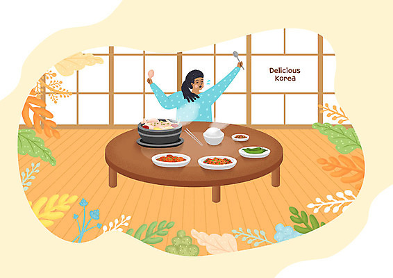 PSD 외국인 여자 행복 한식 흑인 일러스트 여름음식 한국 한명 사람 상반신 성인 주황색 만세 상차림 즐거움 보양식 삼계탕 맛집 국내여행 이열치열 제철음식 맛있는 국내일러스트 서양인 1 감정 아시아 음식 컬러 여행 모션 인종 사자성어 몸보신 제철 파일형식 여름_계절
