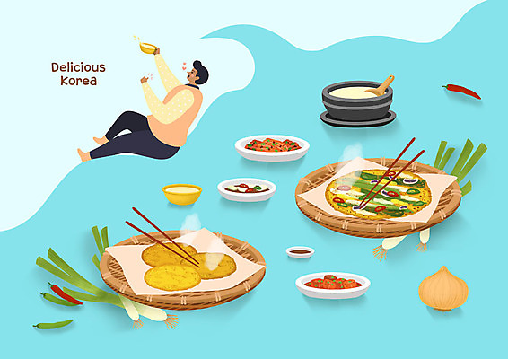 전신 PSD 외국인 남자 행복 한식 여행 흑인 일러스트 젓가락 고추 양파 김치 한국 한명 사람 성인 파란색 즐거움 막걸리 맛집 대파 감자전 국내여행 동동주 해물파전 욜로라이프 맛있는 국내일러스트 서양인 1 라이프스타일 감정 아시아 음식 컬러 채소 주류 수저 인종 전 파 파전 파일형식