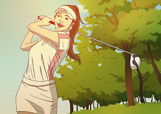 PSD 나무 여자 스포츠 포즈 골프 일러스트 골프장 하늘 한명 미소 사람 경기 상반신 성인 야외 운동 골프채 스윙 골프웨어 아트툰 성인여자한명만 국내일러스트 식물 1 옷 스포츠시설 골프용품 표정 건강 구기 그림 여자한명만 성인여자만 파일형식