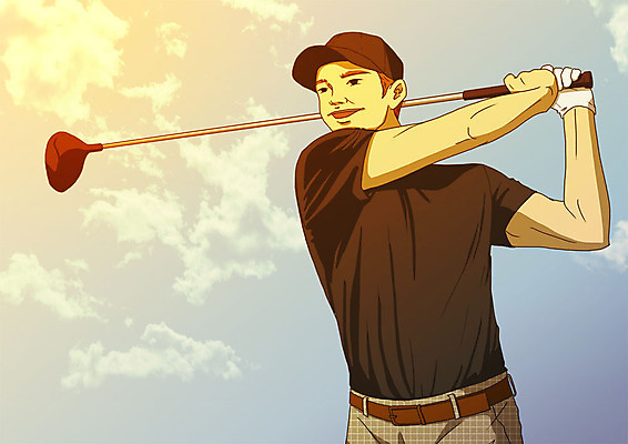 PSD 구름 남자 스포츠 골프 일러스트 골프장 하늘 한명 미소 사람 상반신 성인 야외 골프채 스윙 아트툰 성인남자한명만 국내일러스트 자연요소 1 포즈 스포츠시설 골프용품 표정 구기 그림 남자한명만 성인남자만 파일형식