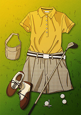 PSD 스포츠 골프 일러스트 골프공 잔디 사람없음 야외 전시 골프채 골프웨어 알림 골프화 아트툰 국내일러스트 식물 옷 공 골프용품 구기 그림 파일형식