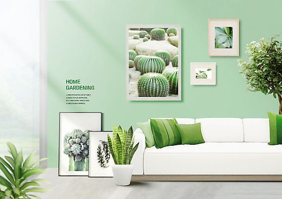 PSD 식물 편집이미지 꽃 화분 액자 쿠션 거실 실내 사람없음 초록색 인테리어 소파 햇빛 편안함 플랜테리어 이미지편집 디자인 컬러 의자 내부 태양 감각 파일형식