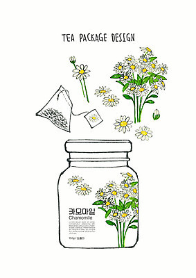 PSD 디자인 꽃 잎 일러스트 붓터치 유리병 수채화 사람없음 용기 차 번짐 패키지 티백 허브차 국내일러스트 식물 그릇 음료 병_용기 차_음료 파일형식 효과