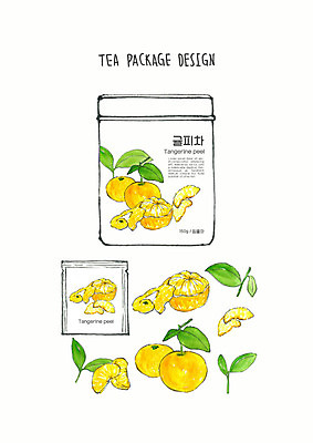PSD 디자인 잎 과일 일러스트 붓터치 수채화 사람없음 초록색 노란색 차 번짐 패키지 티백 국내일러스트 식물 음료 컬러 차_음료 파일형식 효과