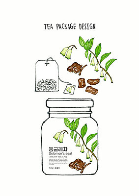 PSD 디자인 꽃 잎 일러스트 붓터치 유리병 수채화 사람없음 용기 차 번짐 패키지 티백 둥글레 둥글레차 국내일러스트 식물 그릇 음료 병_용기 차_음료 파일형식 효과
