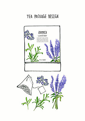 PSD 디자인 꽃 일러스트 붓터치 수채화 사람없음 컬러풀 보라색 차 허브 번짐 패키지 라벤더 티백 허브차 국내일러스트 식물 음료 컬러 차_음료 파일형식 효과