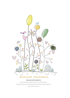 PSD 식물 한마리 꽃 잎 일러스트 조류 따뜻함 사랑 사람없음 컬러풀 돌_바위 하트 감성 국내일러스트 모양 동물 1 감정 컬러 컨셉 파일형식