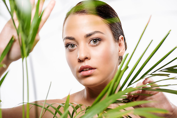 포토 JPG 스튜디오촬영 서양인 외국인 우먼라이프 응시 여자 얼굴 잎 실내 한명 누끼 사람 근접촬영 상반신 20대 성인 앞모습 아웃포커스 초록색 뷰티 깨끗함 잡기 흰배경 성인여자한명만 국내포토 식물 1 라이프스타일 시선 뷰포인트 컬러 백그라운드 컨셉 모션 촬영기법 인종 청년 내부 신체부위 흰색 여자한명만 성인여자만 파일형식