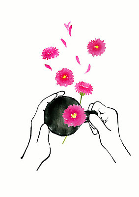 PSD 계절 꽃 선 분홍색 일러스트 수채화 따뜻함 들기 신체부위 뷰티 봄 머그컵 양손 커피잔 향기 번짐 감성 거베라 국내일러스트 식물 손 커피 컬러 컨셉 모션 잔 사람 컵 냄새 파일형식 효과