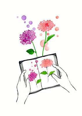 PSD 계절 꽃 선 일러스트 수채화 따뜻함 신체부위 책 컬러풀 뷰티 봄 펼침 양손 향기 번짐 감성 수국 국내일러스트 식물 손 컬러 컨셉 모션 사람 냄새 파일형식 효과