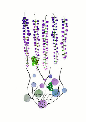 PSD 계절 꽃 선 나비 두마리 일러스트 수채화 따뜻함 신체부위 컬러풀 뷰티 봄 양손 향기 번짐 감성 등나무 국내일러스트 나무 식물 손 컬러 곤충 컨셉 2 사람 냄새 파일형식 효과