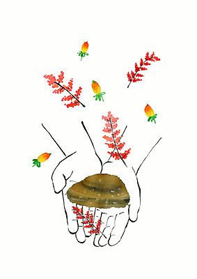 PSD 계절 열매 꽃 선 일러스트 수채화 따뜻함 손바닥 신체부위 컬러풀 뷰티 봄 양손 돌_바위 향기 번짐 감성 국내일러스트 식물 손 컬러 컨셉 사람 냄새 파일형식 효과