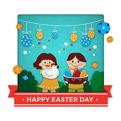 한마리 여자 남자 리본 기독교 어린이 일러스트 들기 사람 상반신 두명 컬러풀 바구니 닭 하나님 페이퍼아트 들풀 즐거움 부활절계란 가랜드 국내일러스트 AI파일 1 감정 종교 컬러 모션 조류 부활절 계란 신_종교 파티용품 파일형식 벡터