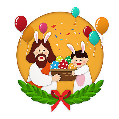 남자 기독교 어린이 일러스트 들기 사람 상반신 성인 두명 바구니 예수 하나님 페이퍼아트 즐거움 토끼머리띠 부활절계란 풍선 국내일러스트 AI파일 감정 종교 모션 부활절 계란 머리띠 신_종교 파일형식 벡터