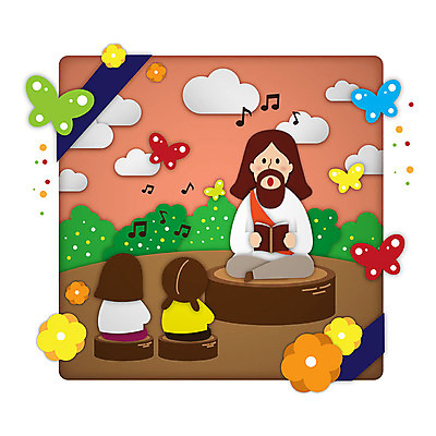 전신 나무 구름 여자 남자 꽃 기독교 어린이 나비 음표 여러마리 일러스트 부활절 사람 앉기 상반신 성인 세명 컬러풀 예수 하나님 페이퍼아트 즐거움 찬양 나무밑둥 국내일러스트 AI파일 자연요소 식물 기호 기념일 감정 종교 음악 컬러 다수 곤충 모션 신_종교 파일형식 벡터