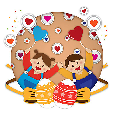 여자 남자 리본 기독교 어린이 일러스트 들기 사람 상반신 두명 컬러풀 갈색 만세 하트 원형 하나님 페이퍼아트 즐거움 부활절계란 하트풍선 국내일러스트 AI파일 모양 도형 감정 종교 컬러 모션 부활절 계란 신_종교 풍선 파일형식 벡터