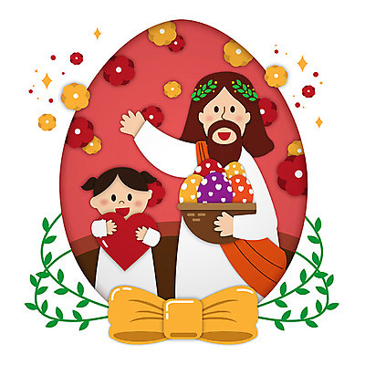 여자 남자 꽃 리본 기독교 어린이 잎 일러스트 안기 미소 들기 사람 상반신 성인 두명 빨간색 바구니 하트 예수 하나님 페이퍼아트 즐거움 부활절계란 손인사 국내일러스트 AI파일 모양 식물 감정 종교 컬러 모션 부활절 표정 계란 인사 신_종교 파일형식 벡터