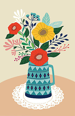 식물 꽃 화분 잎 무늬 패턴 일러스트 사람없음 초록색 컬러풀 한개 꽃병 오브젝트 정물화 국내일러스트 AI파일 레이스천 1 컬러 직물 그림 파일형식 벡터