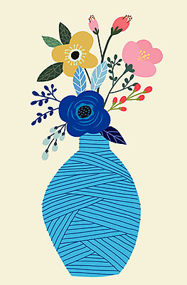 식물 열매 꽃 화분 잎 일러스트 사람없음 파란색 컬러풀 한개 꽃병 오브젝트 정물화 국내일러스트 AI파일 1 컬러 그림 파일형식 벡터