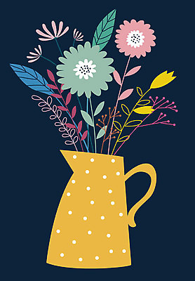 식물 꽃 화분 잎 일러스트 사람없음 컬러풀 한개 노란색 꽃병 물방울무늬 오브젝트 정물화 국내일러스트 AI파일 1 컬러 무늬 그림 파일형식 벡터