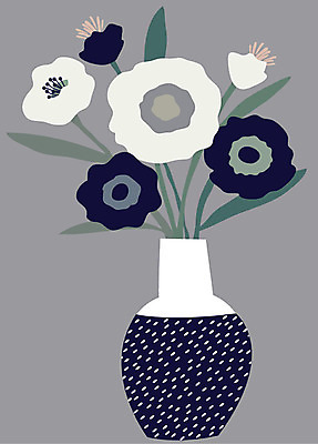 식물 꽃 화분 잎 일러스트 사람없음 초록색 한개 꽃병 회색 오브젝트 꽃수술 정물화 국내일러스트 AI파일 1 컬러 그림 파일형식 벡터