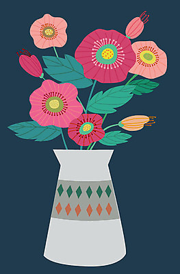 식물 꽃 화분 분홍색 잎 일러스트 사람없음 초록색 한개 꽃병 오브젝트 정물화 국내일러스트 AI파일 1 컬러 그림 파일형식 벡터