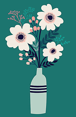 식물 꽃 화분 잎 일러스트 사람없음 초록색 한개 꽃병 흰색 오브젝트 꽃봉오리 정물화 국내일러스트 AI파일 1 컬러 그림 파일형식 벡터