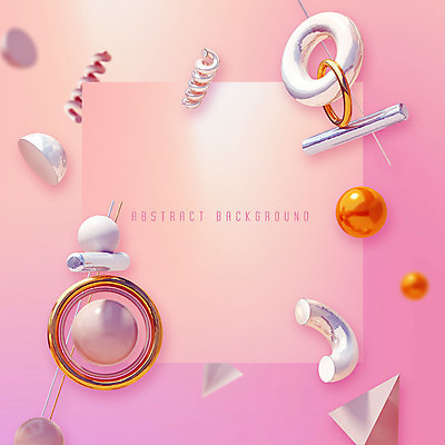 PSD 편집이미지 분홍색 백그라운드 사각프레임 사람없음 그래픽 3D 여러개 원형 고리 입체 아치 그라데이션 원뿔 삼각뿔 입체도형 메터리얼디자인 카피스페이스 이미지편집 편집3D 도형 디자인 컬러 다수 프레임 사각형 공백 디지털합성 파일형식