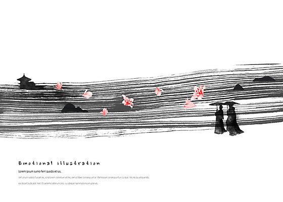 전신 PSD 응시 여자 꽃잎 꽃 분홍색 일러스트 캘리그라피 붓터치 수묵화 서기 사람 풍경 성인 두명 강 바위 동양화 정자 양산 번짐 한국화 감성 국내일러스트 식물 건축물 시선 컬러 컨셉 모션 미술 돌_바위 파일형식 효과