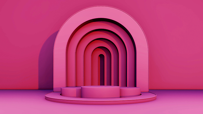 포토 JPG 해외이미지 분홍색 백그라운드 사람없음 3D 공간 디지털합성 아치 단상 입체도형 포디움 미니멀 해외포토 도형 컬러 무대 입체 파일형식 이미지허브