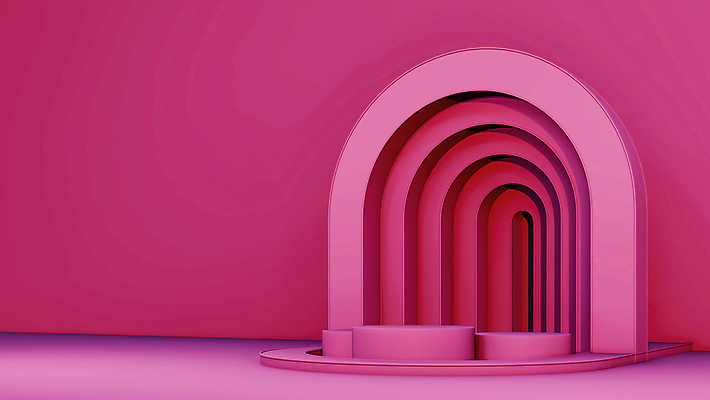 포토 JPG 해외이미지 분홍색 백그라운드 사람없음 3D 공간 디지털합성 아치 단상 입체도형 포디움 미니멀 해외포토 도형 컬러 무대 입체 파일형식 이미지허브