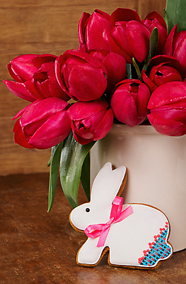 포토 JPG 해외이미지 여러송이 봄꽃 부활절 실내 사람없음 쿠키 꽃병 튤립 동물쿠키 토끼모양 해외포토 모양 기념일 꽃 다수 디저트 내부 봄 파일형식 이미지허브