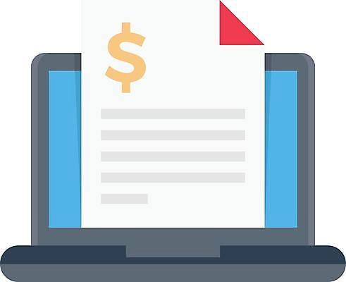 EPS 해외이미지 종이 돈 일러스트 비즈니스 금융 노트북 심볼 사인 서식 문서 파일 상업 윤곽 영수증 온라인 회계 계산서 계좌 세금 타격 환불 해외일러스트 모션 경제 전자제품 재산 파일형식 벡터 이미지허브