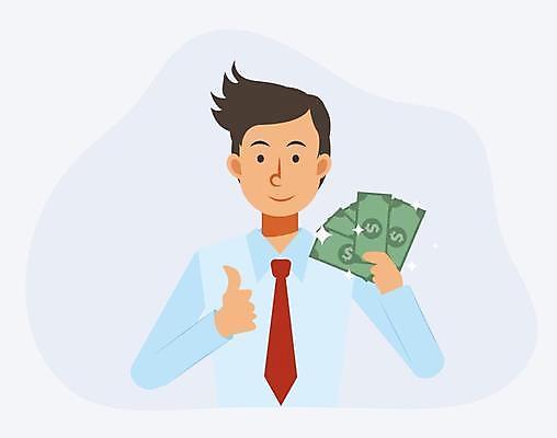 EPS 해외이미지 남자 행복 지폐 일러스트 한명 미소 들기 정장 상반신 성인 비즈니스맨 비즈니스캐릭터 따봉 돈부채 성인남자한명만 해외일러스트 일러캐릭터 캐릭터 1 옷 감정 돈 비즈니스 모션 표정 사람 최고 직장인 부채 남자한명만 성인남자만 파일형식 벡터 이미지허브