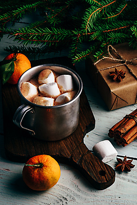 포토 JPG 해외이미지 잎 귤 실내 따뜻함 사람없음 머그컵 달콤 감성 코코아 마시멜로우 나무도마 나무탁자 시나몬스틱 팔각회향 해외포토 식물 음료 컨셉 과일 탁자 디저트 도마 내부 목재 컵 맛 향신료 시나몬 파일형식 이미지허브