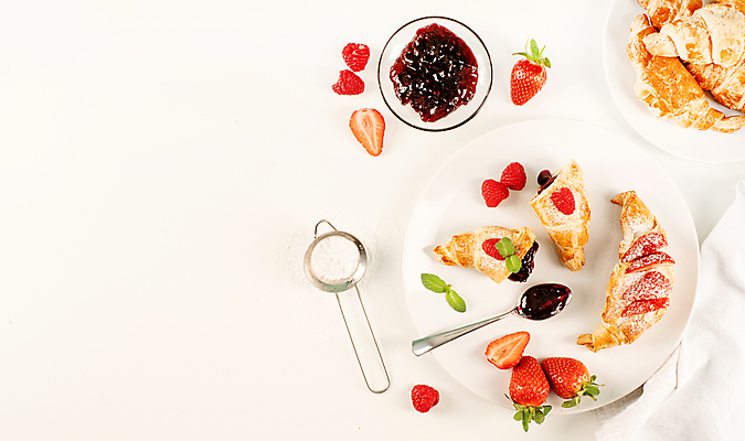 포토 JPG 해외이미지 딸기 디저트 사람없음 크루아상 딸기잼 슈가파우더 해외포토 음식 빵 과일 잼 파일형식 이미지허브