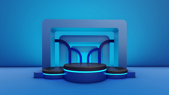 포토 JPG 해외이미지 백그라운드 사람없음 파란색 3D 공간 디지털합성 단상 입체도형 포디움 미니멀 해외포토 도형 컬러 무대 입체 파일형식 이미지허브