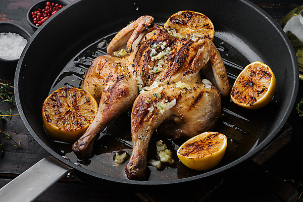 포토 JPG 해외이미지 접시 오렌지 요리 사람없음 치킨 튀김 레몬 그릴구이 해외포토 식기 음식 과일 구이 닭고기요리 파일형식 이미지허브