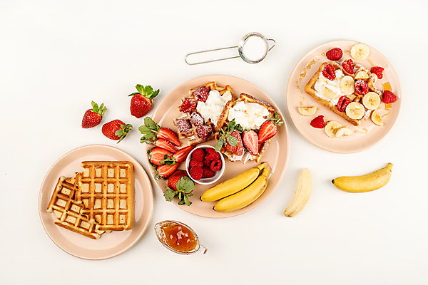 포토 JPG 해외이미지 디저트 바나나 사람없음 산딸기 꿀 와플 따리 해외포토 음식 과일 파일형식 이미지허브